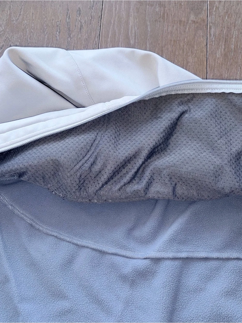 The North Face Women's White Softshell Jacket with Light Gray Fleece Lining